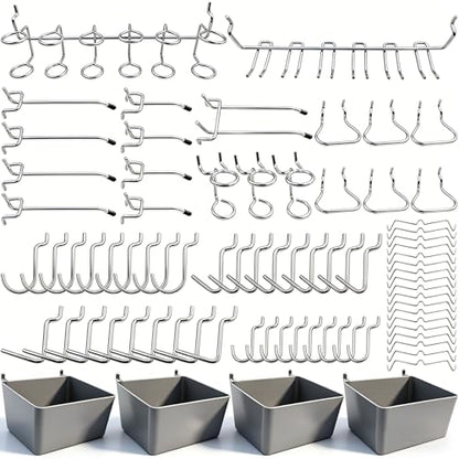 FRIMOONY Pegboard Hooks Assortment with Pegboard Bins, Peg Locks, for Organizing Various Tools, 80 Piece - style: 80PCS