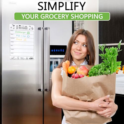 Dry Erase Magnetic Meal Planner for Refrigerator A4 (8.5x12 inch) - Magnet Weekly Menu Board for Fridge - Magnetic Menu White Board - Fridge Meal Planner Magnet - Dinner Meal Planner Dry Erase Board - size: White 8.5"W x 12"H
