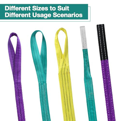 Lift Sling Straps,2" x 2' 2-Ply Heavy Duty Twist Eye Lift Sling 2P - color: Green, size: 2" x 2' (2 pack)