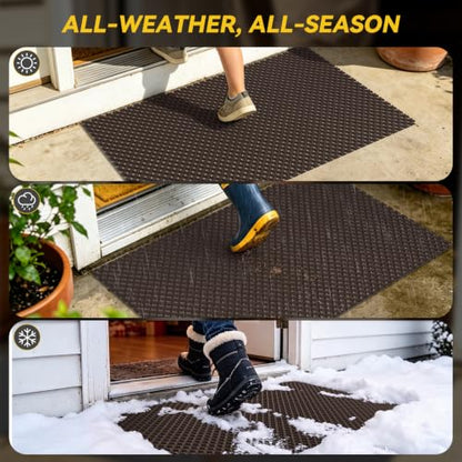 Door Mat Outside Entrance Drainage Waterproof Mat, Brown 24"x36" - color: Browm-a, size: 24"x36"