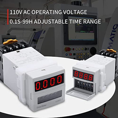 APIELE 110V AC Timer Relay Digital Display 0.1S-99H Delay Time Relay 8 Pin with Base Socket DIN Rail Mount YJ48S-S (Pack of 3) - size: 110V AC (Pack of 3)