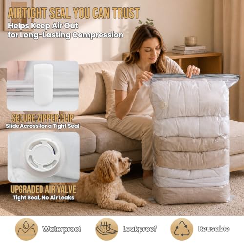 TAILI Cube Vacuum Storage Bags, 8 Pack Combo (3 Jumbo +5 Medium) - color: Cream, size: 8 Combo
