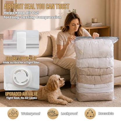 TAILI Cube Vacuum Storage Bags, 8 Pack Combo (3 Jumbo +5 Medium) - color: Cream, size: 8 Combo