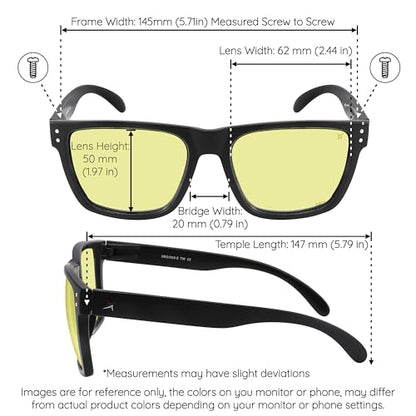 X Power ANSI Z87+ Extra Large Weekenders Impact Resistant Safety Sunglasses - color: 009 Matte Black Frame / Yellow Lens, size: X-Large
