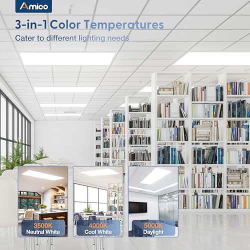 Amico 4 Pack 2x4 LED Flat Panel Light with 3CCT Selectable, 45W, ETL/FCC - size: 2x4 4Pack