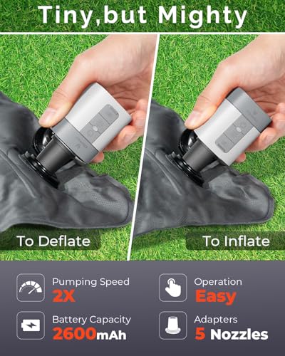 ETENWOLF AIR 3 Air Pump for Inflatables with 2600mAh Battery& Camping Light - color: White