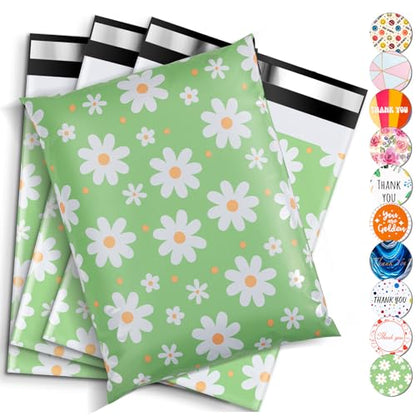 Oududianzi Poly Mailers 10x13, 50PCS Waterproof Shipping Bags, Self-Sealing Mailers Poly Bags, Mailing Envelopes Bulk, Packaging Bags for Small Bussiness - color: Big Daisy, size: 10x13 - 50Pack