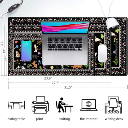 Cat Desk Mat, Cute Large Mouse Pad for Women, Black 27.5"x13.8" - color: D-black Cats, size: 27.5" x 13.8"