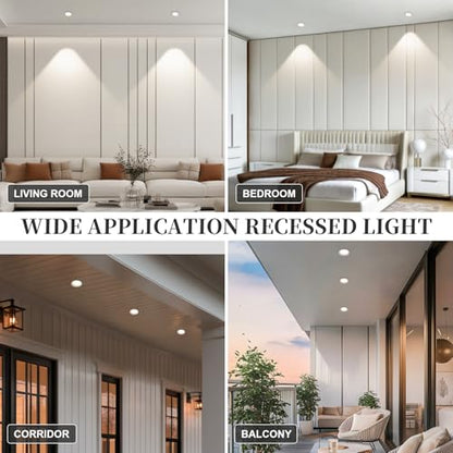 3 Inch LED Recessed Lights, Waterproof, Dimmable, 3CCT, CRI98 Ceiling Light - color: White-Gray, size: 3 Inch-2 Pack