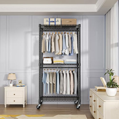 FUTASSI Heavy-Duty Portable Closet, 30"W x 14"D x 76"H, Black, Carbon Steel - color: Black, size: P1 Medium