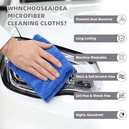 Shimeyao Blue,Black,Gray 20 Pcs 16 x 16 Inch Microfiber Car Detailing Towel - color: Blue,black,gray