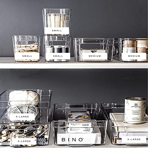 BINO | Stackable Storage Bins, X-Large - 4 Pack | THE STACKER COLLECTION | Clear Plastic Storage Bins | Organization Containers for Pantry & Fridge | Multi-Use Organizer Bin | BPA-Free - size: 4PK - X-Large