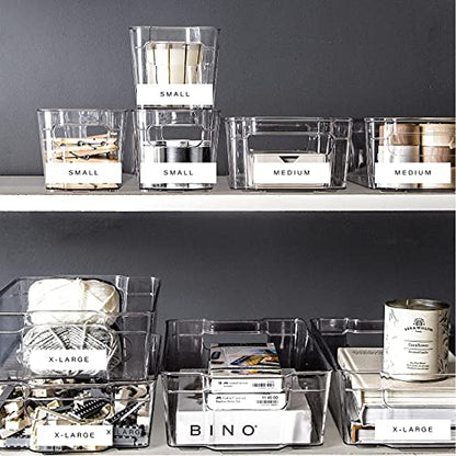 BINO | Stackable Storage Bins, X-Large - 4 Pack | THE STACKER COLLECTION | Clear Plastic Storage Bins | Organization Containers for Pantry & Fridge | Multi-Use Organizer Bin | BPA-Free - size: 4PK - X-Large