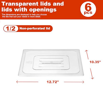 6-Pack Clear Polycarbonate Handled Lids for 1/4 Size NSF Food Pans - color: 1/4 Size, size: Handled Lids