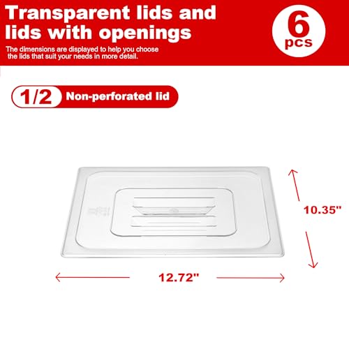 6-Pack Clear Polycarbonate Handled Lids for 1/4 Size NSF Food Pans - color: 1/4 Size, size: Handled Lids