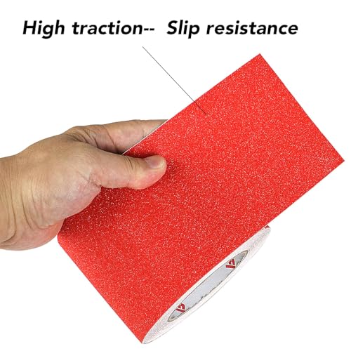BOMEI PACK Anti Slip Traction Tape,4 Inch x 33 Ft,Heavy Duty Non Slip Tape,Grip Tape for Stairs, Tread Step, Indoor & Outdoor Use,Waterproof Stairs Non Skid Treads (Red) - color: Red