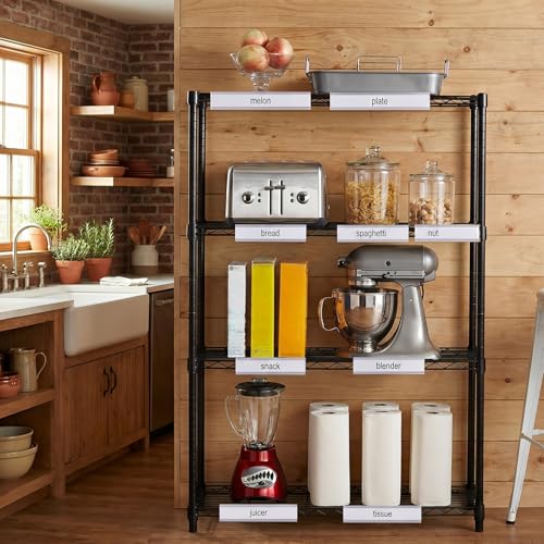 Kathfly 100 Pcs Wire Shelf Label Holders with 100 Pcs Label Paper Inserts