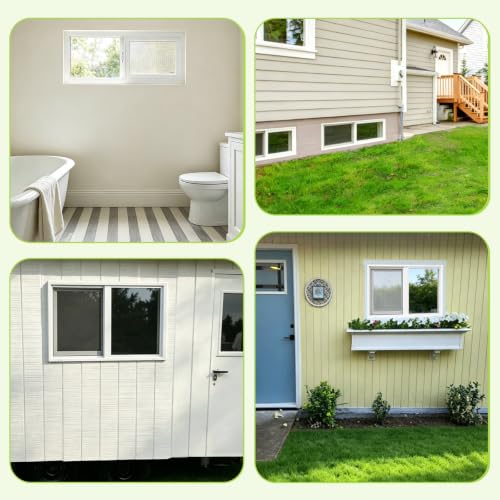 3.22" Thickness 32" x 18" Vinyl Sliding Basement Window,Low-E Glass with Argon Gas,Double-Pane Insulated Tempered Clear Glass,Half Screen Included,White - size: 32"x18"