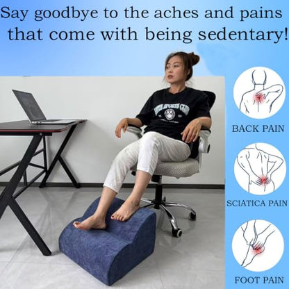 Foot Rest for Under Desk at Work.Multifunctional 3-Tier Foot Stool - color: Dark Blue