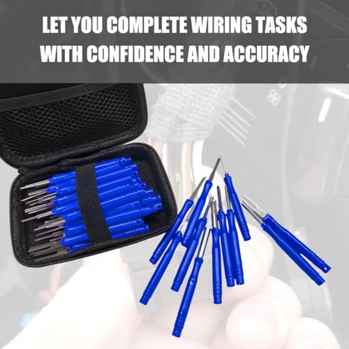 41PCS Terminal Removal Tool Kit, Electrical Wire Connector Pin Extractor Tool Set with Protective Box, Car Terminal Release Depinning Tools Kit for Automotive Household Devices (Blue) - color: Blue