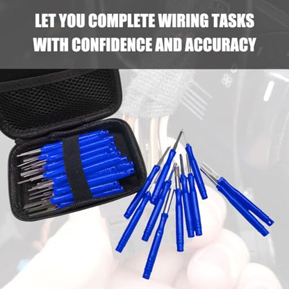 41PCS Terminal Removal Tool Kit, Electrical Wire Connector Pin Extractor Tool Set with Protective Box, Car Terminal Release Depinning Tools Kit for Automotive Household Devices (Blue) - color: Blue