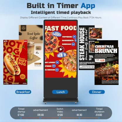 HARZHI 55 Inch Digital Signage Kiosk, 4K Touchscreen Floor Standing Advertising Display with IPS LCD Screen, Android OS and Auto Media Player - size: 55''_touchscreen
