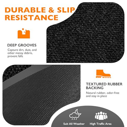 koloko 2ft x 9ft Durable Dirt Trapper Front Door Mat Outside Entrance - color: Black Pebble, size: 2 FT x 9 FT
