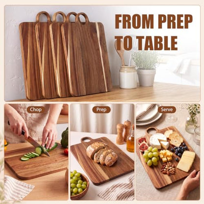 Roshtia 6 Pcs Wooden Cutting Boards 14x10'' Acacia Chopping Board, Vintage - style: Vintage