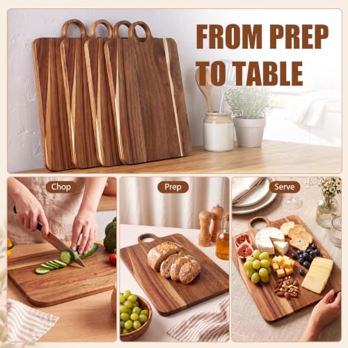 Roshtia 6 Pcs Wooden Cutting Boards 14x10'' Acacia Chopping Board, Vintage - style: Vintage