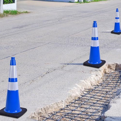 8-Pack Blue Reflective Traffic Cones 28" - Road Safety - color: Blue, size: 28inch