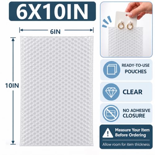 25PCS 6x10" Clear Bubble Pouches Wrap,Double Wall Cushioned Wrap,Shockproof - size: 6X10''-25PCS