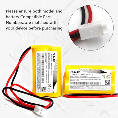 (2-Pack) 2.4V 800mAh Ni-Cd Battery for Dual-Lite 0120822, Custom-7