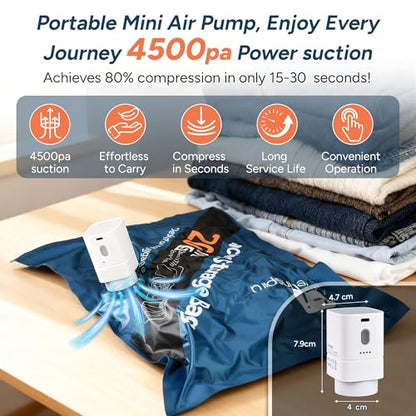 2026 Upgraded Vacuum Travel Bags Oxford Cloth Compression Packing Bags with Privacy Protection Space Saver for Luggage Suitcase Reusable Travel Essentials for Clothes Pillows (S/M/L)