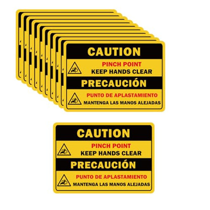 24 Pack 5 x 3.5 Inch OSHA Compliant Bilingual Pinch Point Warning Stickers