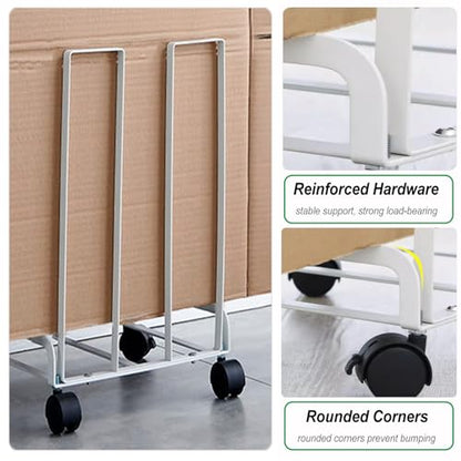 Carton Stand for Boxes, White Carton Storage Rack with Wheels - color: White
