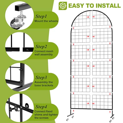 VGMiu Grid Wall Panel 2.6' x 5.8' FT Metal Grid Display Stand 1PCS Black - color: Black, size: 5.8 ft