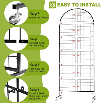 VGMiu Grid Wall Panel 2.6' x 5.8' FT Metal Grid Display Stand 1PCS Black - color: Black, size: 5.8 ft