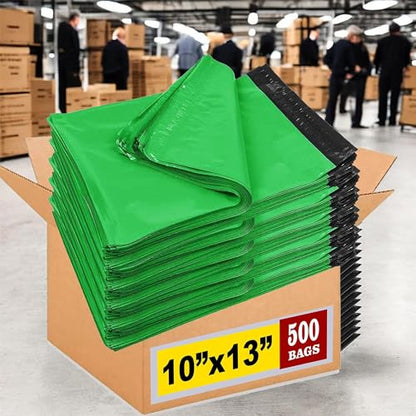 iMBAPrice 10x13 Inch 500-Pack Green Color Poly Mailers Shipping Envelopes Bags, Strong Adhesive Shipping and Packing Bags for Clothing, Waterproof and Tear-Proof Shipping Envelopes