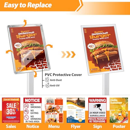 Sign Holder Stand 8.5x11 Inch, Heavy Duty Pedestal Floor Sign Stand - color: Silver, size: 8.5x11 in