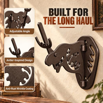 MSSOHKAN European Mount Skull Hanger – Adjustable Deer Skull Mount Wall Bracket, Antler Style Trophy Display for Antelope, Hog, Bear – Heavy-Duty Steel Brown - color: Brown