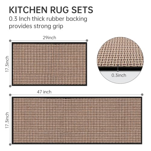 eqivei Kitchen Rugs Non Slip Washable 2-Piece Kitchen Mats for Floor, Black - color: Black