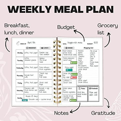 Life & Apples Weekly Meal Planner Notebook with Grocery List, Rose Gold - color: Rose Gold