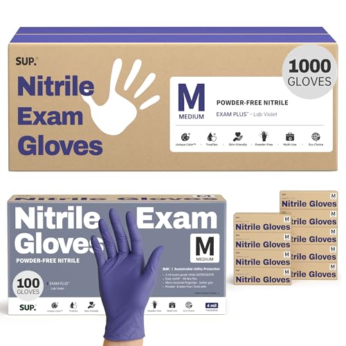 Supmedic SUP Exam Plus® Nitrile Gloves, Powder-Free Disposable Lab Violet - color: Medium (Lab Violet 1000)
