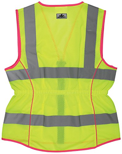 MCR Safety LVCL2MLM Ladies Sized Class 2 Lightweight Safety Vest, Silver Reflective Stripe, Zipper Front, Lime, Medium - size: Medium