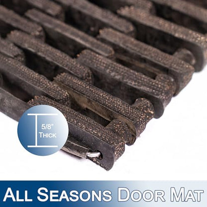 Durable Corporation Durite Outdoor Entrance Mat, Recycled Rubber Tire-Link Doormat, Heavy Duty Straight Weave Drainage Mat, Black, 20" x 30" - size: 30"L x 20"W x 0.6"Th