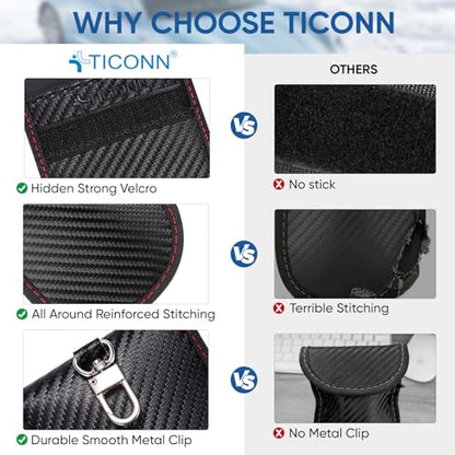 TICONN 2PK Faraday Bag for Car Key Fob, Anti-Theft NFC RFID Blocking Pouch - color: Black, size: Small