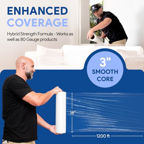 International Plastics Co. 2 Pack of 17'' Plastic Stretch Wrap for Moving - size: 2 Pack, style: 18" - 17" Styles