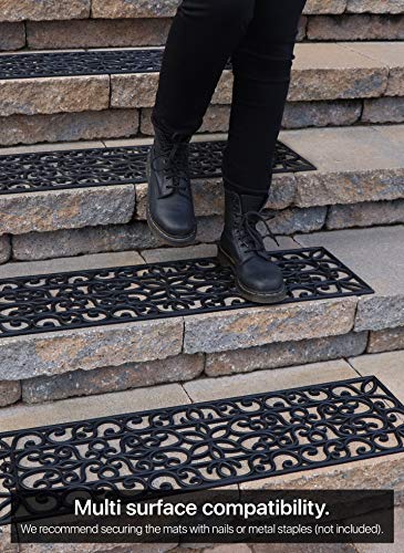 Rubber Stair Treads Non-Slip Outdoor 42”x10” (5-Pack) – Anti-Slip Step Mat - size: 42" X 10", style: Iron