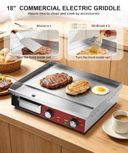 18" Commercial Electric Griddle with 5 Minute Reminder Timer, 1500W - size: 18"