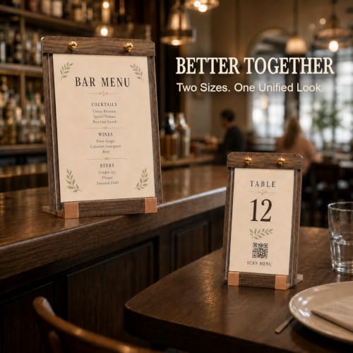 3 Pack 6 x 8 Wood Sign Holders with Slanted Base, Table top Display - size: 6x8, 3 Pack